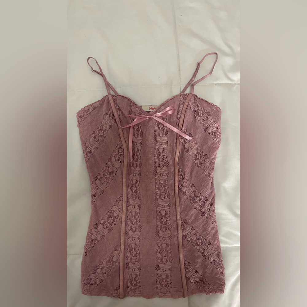 COPY - Y2K flower lace tank top with lace bow